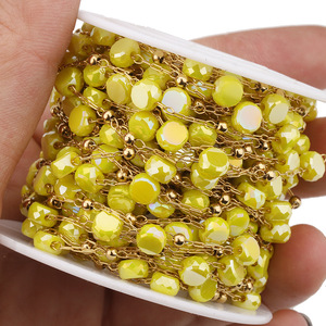 Chaîne de perles en cristal en acier inoxydable plaqué or 18 carats, perles rondes, fournitures de fabrication de bijoux DIY, multicolore, printemps 2024, Zhejiang - Product Image 4