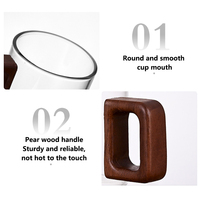 Lot de 150 ml – Tasse à café en verre nordique avec poignée en bois – Tasse à thé vintage pour la maison et le bureau