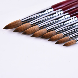 แปรงทำเล็บอะคริลิคขนโคเลนสกี้แท้ 100% ด้ามไม้สีแดง ขนาดมาตรฐานสากล เยอรมัน สำหรับปัดผงเล็บ แกะสลักลายเล็บ ทำเล็บมือ - Product Image 4