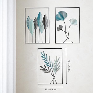 Décoration murale abstraite <span class=keywords><strong>de</strong></span> haute qualité en gros d'usine, art mural moderne coloré <span class=keywords><strong>de</strong></span> luxe pour chambre d'hôtel, décoration murale en métal en forme <span class=keywords><strong>de</strong></span> <span class=keywords><strong>feuille</strong></span> d'arbre - Product Image 1