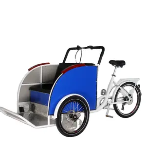 2023 Tricycle entièrement peint Pedicab Rickshaw vélo cargo électrique fermé utilisé pour les passagers de transport