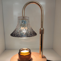 Lampe à bougie d'aromathérapie en verre rétro sans feu Lampe d'ambiance fondante aux huiles essentielles pour l'artisanat du bois Boîtes en bois Panneaux muraux