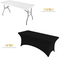 Housse de table extensible en polyester de 6 pieds avec logo personnalisé, impression couleur intégrale pour salon professionnel