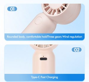 휴대용 미니 핸드헬드 USB 쿨링 팬 고속 강풍 접이식 플라스틱 가정 및 야외용 영어 설명 - Product Image 3