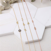 Bijoux personnalisés en argent sterling 925 plaqué or collier initial oeil de cheval en gros