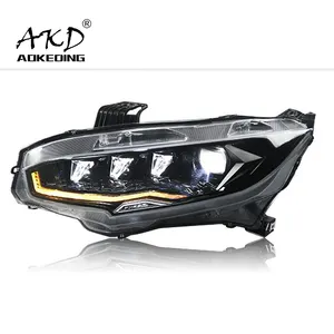 Car Lights For Civic X FC1 FC2 FC5 2016-2021 LED Diamond Headlights DRL Dynamic Turn Signal Lamp Accessories Assembly Upgrade