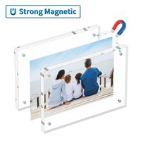 Cadres photo magnétiques en acrylique double face 4x6 en gros avec couleur et logo personnalisés, design épais pour affichage sur bureau