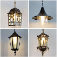 Lustre d'extérieur rétro noir étanche à LED avec LED à économie d'énergie pour l'éclairage de balcon, d'entrée, de gazebo et de cour