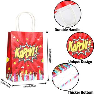 24PCS Hero <span class=keywords><strong>Action</strong></span> Sign Gâteau Cadeau Sacs de faveur Snack Goody Sacs en papier pour enfants Dessins animés Hero Thème Cadeau d'anniversaire Donner Fête - Product Image 2
