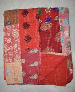 Nueva Cubrecama de Algodón Khambadiya Bordada a Mano con Diseño Vintage, Colorida, Estilo Sari, Bohemia, para Uso en Hoteles, Suave - Product Image 5