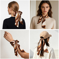 Écharpe fine en satin personnalisée avec logo et motif, vente en gros d'usine, pour lunettes, cordon de cou, bandeau, décoration de sac à main et de chapeau