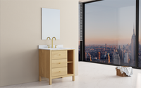 Meubles de salle de bain modernes de 30 pouces avec dessus en céramique frittée, miroir LED mural, en vente