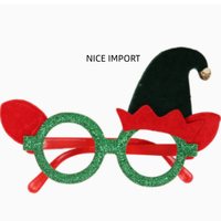 Montures de lunettes de Noël rouges avec longs bois de cerf verts, lunettes décoratives pour fêtes de Noël, cadeaux de Noël