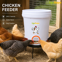 Mangeoire manuelle grande capacité 20 kg pour volailles, seau en plastique, distributeur d'aliments avec ports d'alimentation pour poules, canards, ferme, étanche