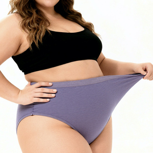 Intimo Femminile a Vita Media, Taglia Grande, Tinta Unita, Elasticizzato, Coprente, Delicato sulla Pelle - Product Image 3