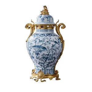 家のためのアンティークの青と白の中国の磁器セラミックジンジャージャーの装飾