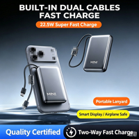 Super Mini Power Bank PD22.5W 10000mah avec écran LCD, support de charge rapide, utilisation en extérieur, chargeur de poche d'urgence