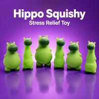 Jouet anti-stress Hippopotame Squishy en mousse TPR souple à rebond lent, corps moelleux, pour le calme au bureau et la décoration de la maison