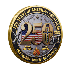 Pièce commémorative en métal sur le thème « God Bless America », artisanat métallique, médaille du 250e anniversaire, décoration patriotique, cadeau de collection - Product Image 3