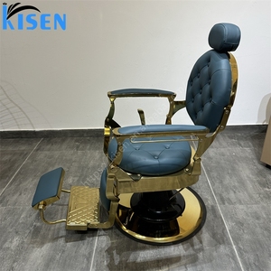Silla de Barbería Profesional KISEN, Estilo Vintage Dorado Retro, para Peluquería, Estilismo y Corte de Cabello para Hombres - Product Image 3
