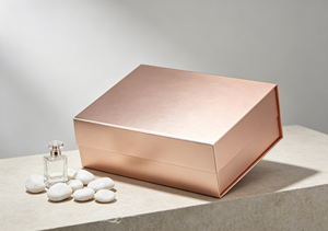 Rigid Two-piece Eco-Friendly Gift <b>Box</b> Magnetic Closure Reinforced <b>Cardboard</b> Core Metallic Matte Rose Gold Film Exterior Crisp - Product Image 3