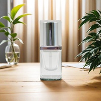 Flacon en verre rectangulaire de luxe 15 ml avec pompe pulvérisatrice, compatible avec les émulsions, fonds de teint, parfums, diffuseurs à bâtonnets, OEM/ODM, 100 pièces