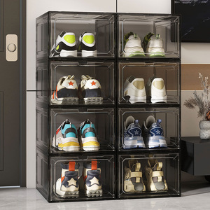 Transparent magnetic shoe boxes, dormitory shoe <b>racks</b>, basketball shoe and sports shoe storage boxes, stackable dustproof shoe - Product Image 1