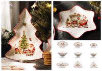 Assiette de table de Noël rouge en porcelaine, design nordique LovingHome, forme d'arbre, vaisselle écologique, fournisseur de décorations en céramique