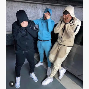 ชุดวอร์มเล่นบาสเก็ตบอลของผู้ชายเสื้อกีฬาแขนยาวผ้าฟลีซ<span class=keywords><strong>2</strong></span>ชิ้นสไตล์อเมริกันคลาสสิกลำลอง - Product Image 1