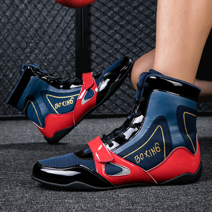 Zapatos de boxeo con cordones de piel sintética, transpirables, de caña alta, para entrenamiento, para hombres y mujeres, gimnasio, fitness, entrenamiento - Product Image 2