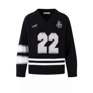 Custom LOGO <strong>Men</strong> Cotton Sweater Casual Embroidered Knitwear Pullover Football <strong>Jumper</strong> <strong>V</strong> <strong>Neck</strong> Knitted Jersey Spring Quick Pattern - Product Image 2