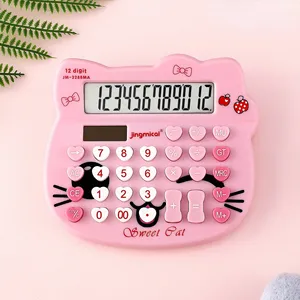 Calcolatrice gatto Pink Girl KT Cute calcolatrici calcolatrice scientifica testa di gatto solare