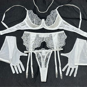 Ensemble de lingerie russe pour femme, soutien-gorge fin brodé en dentelle cils, sexy et séduisant, avec porte-jarretelles - Product Image 3