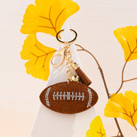 Cadeaux promotionnels : Porte-clés de rugby en strass avec pendentif pompon, diverses couleurs, cadeaux de football, accessoires de sac