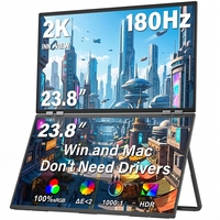 Monitor Portátil Dual de 23.8 Pulgadas, 2K QHD, 180Hz, Pantalla Extensible Plegable, Tipo-C, HDMI, para Gamers, Profesionales y Oficina