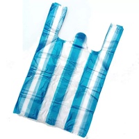 Blauw-witte HDPE wegwerp plastic boodschappentassen met aangepast logo voor supermarkten, 100 stuks, rechtstreeks gekocht van Chinese fabriek