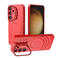 Étui de support de caméra ondulée pour Samsung Galaxy S25 Ultra Wave texturé élégant TPU + couverture de téléphone PC pour Samsung S25 Ultra S25 Plus