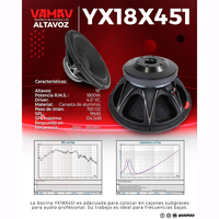VAMAV YX18X451 18 Pulgadas Ferrite Woofer 1800W 4.5" Subwoofer de bobina de voz para rendimiento altavoz de audio profesional de
