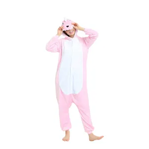 Pijama de natal kigurumi, varejo com animais para fantasia de desenhos animados rosa