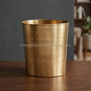 <b>Stainless</b> <b>Steel</b> Brass Plated Round Open Top Storage Bucket Without Lid Eco-Friendly for Bathroom Use - Product Image 3