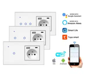 XUGUANG EU touch switch socket combination type C USB wall light switch outlet smart life home wifi switch socket