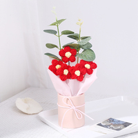 Bouquet de fleurs en tricot miniature fait main, cadeau pour la Saint-Valentin, la remise des diplômes, la fête des mères, bouquet de fleurs au crochet