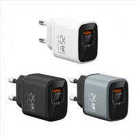 Adaptateur secteur USB C GaN 25W, chargeur mural super rapide 2 ports PD+QC pour iPhone, tablettes, téléphones portables