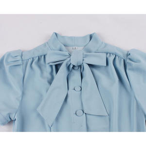 Noeud papillon cou bureau Robe de soirée rétro solide bleu Hepburn Vintage <span class=keywords><strong>Pin</strong></span> <span class=keywords><strong>up</strong></span> Rockabilly Robe tunique Midi Robe d'été - Product Image 3
