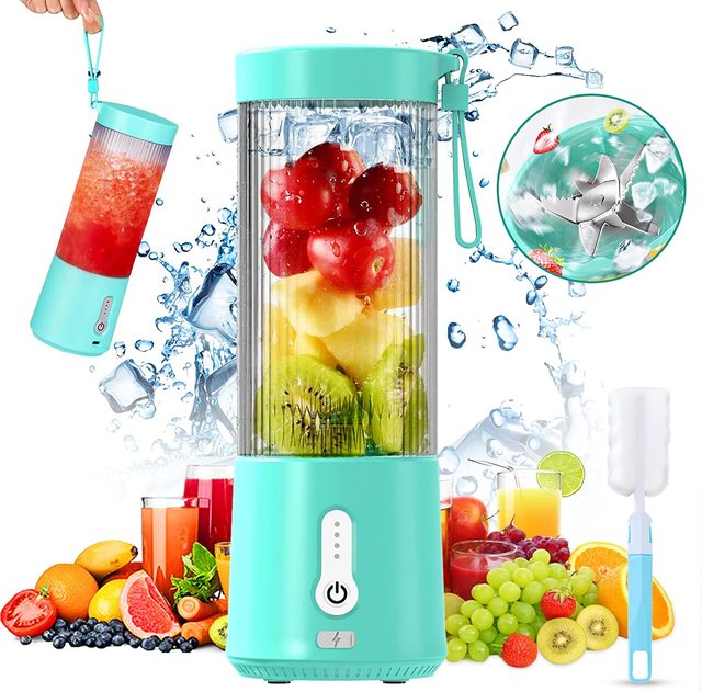 450ML Stainless Steel Juicer Machine 6 Blades USB Rechargeable Blender and Juicer for Kitchen Camping