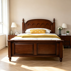 Traditional Wooden Queen Bed Frame with Storage Panel Design and Arched Headboard - Product Image 2