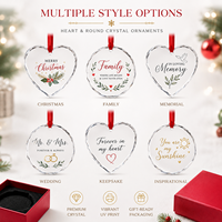 Adorno Navideño de Cristal Personalizado con Foto y Logotipo, Grabado Láser 3D, Decoración Colgante Ecológica, Regalos Familiares para las Fiestas