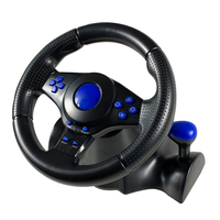 Volant de course USB filaire multiplateforme C-Star 7-en-1 avec pédales programmables d'accélérateur et de frein, rotation à 180°, design ergonomique pour