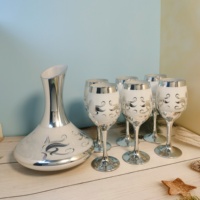 Ensemble de carafe à vin rouge en verre avec boîte de couleur personnalisée, logo personnalisé, luxe, or, noir, pour fête, vacances, fête