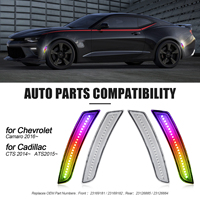 Feux de position latéraux avant et arrière à LED RGB pour Chevrolet Camaro 2016-2021 Cadillac CTS ATS, lentille transparente, 4 pièces